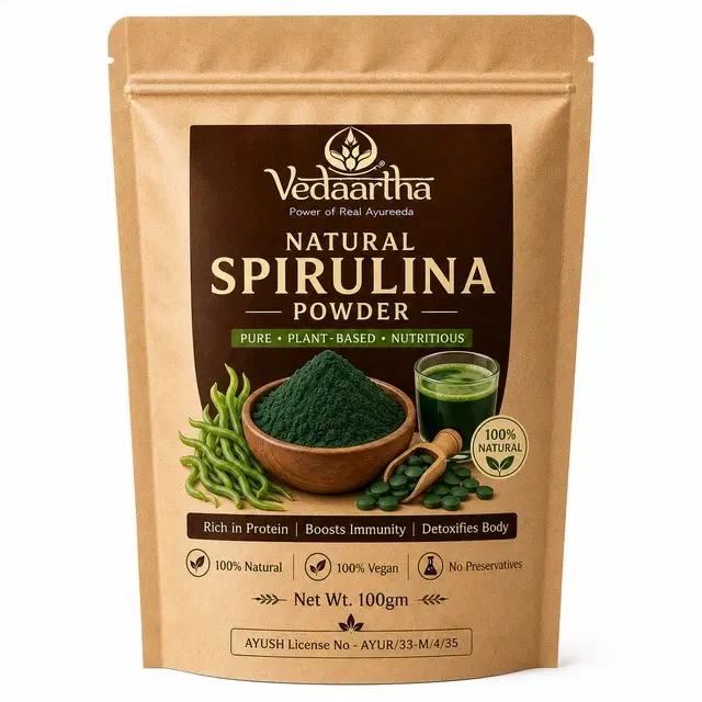 Vedaartha 100% Natural Spirulina Powder For Immunity, Digestion & Skin Health, 100 g