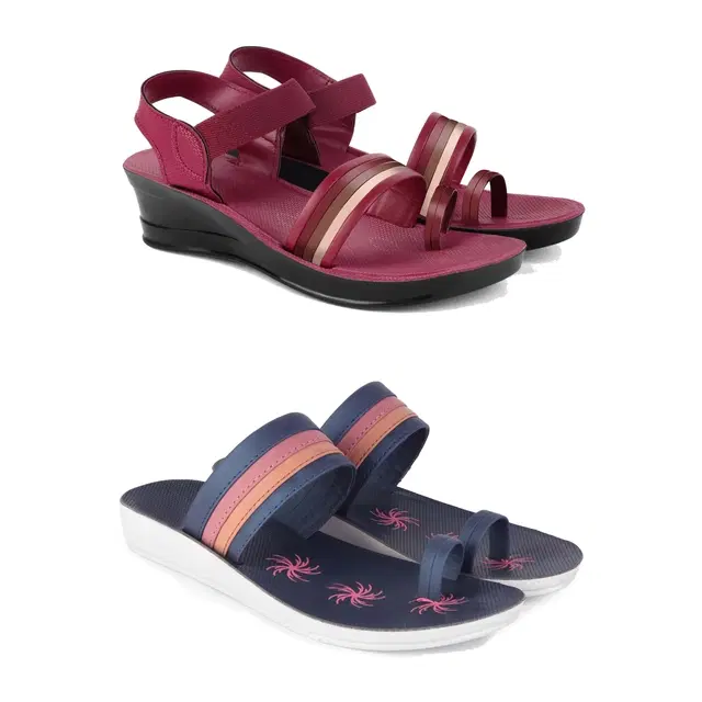 Combo of Flats & Sandals for Women, Set of 2 (Multicolor, 6)