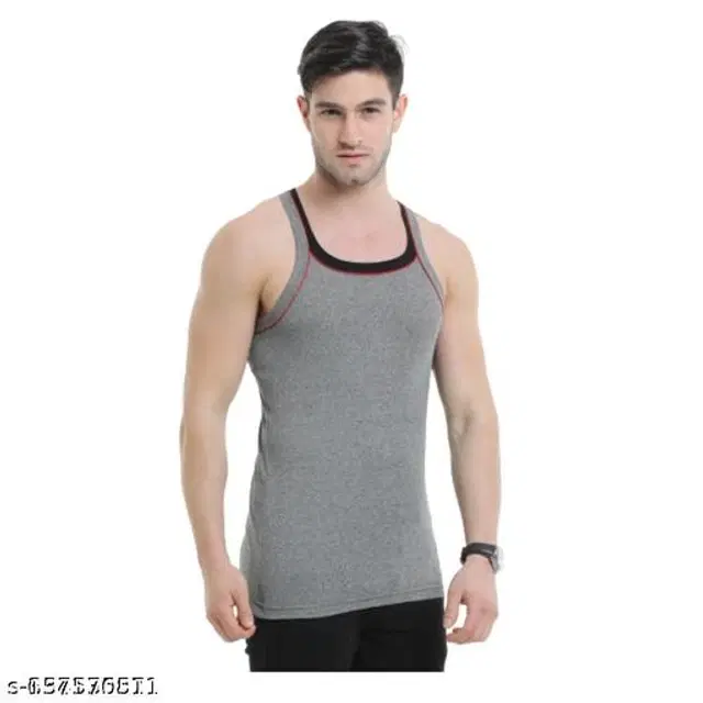 Cotton Vests for Men (Grey, L)