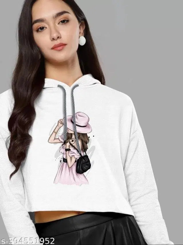 Cotton Blend Hoodie for Women (White, XS)