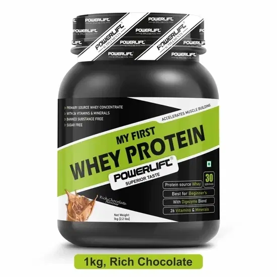 PowerLift My First Whey Protein with Multivitamins & Digezyme, Rich Chocolate [1 kg]