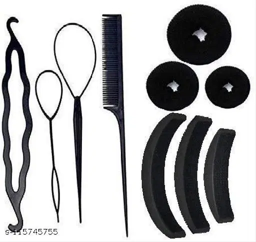 Hair Clips for Women (Black, Pack of 10)