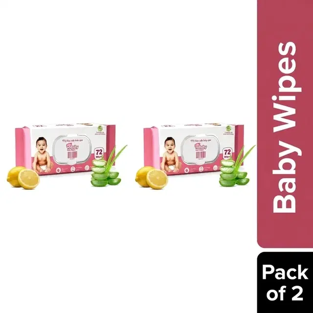 Yobaby Baby Wipes With Lid - 2X72 Wipes (Pack of 2)