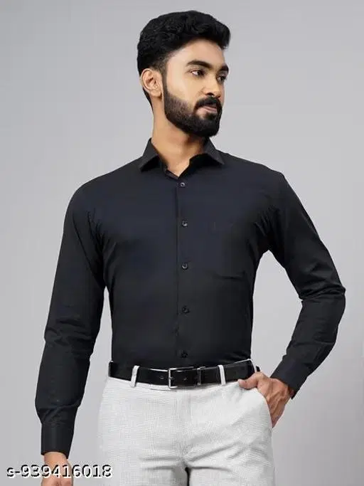 Solid Shirt for Men (Black, M)