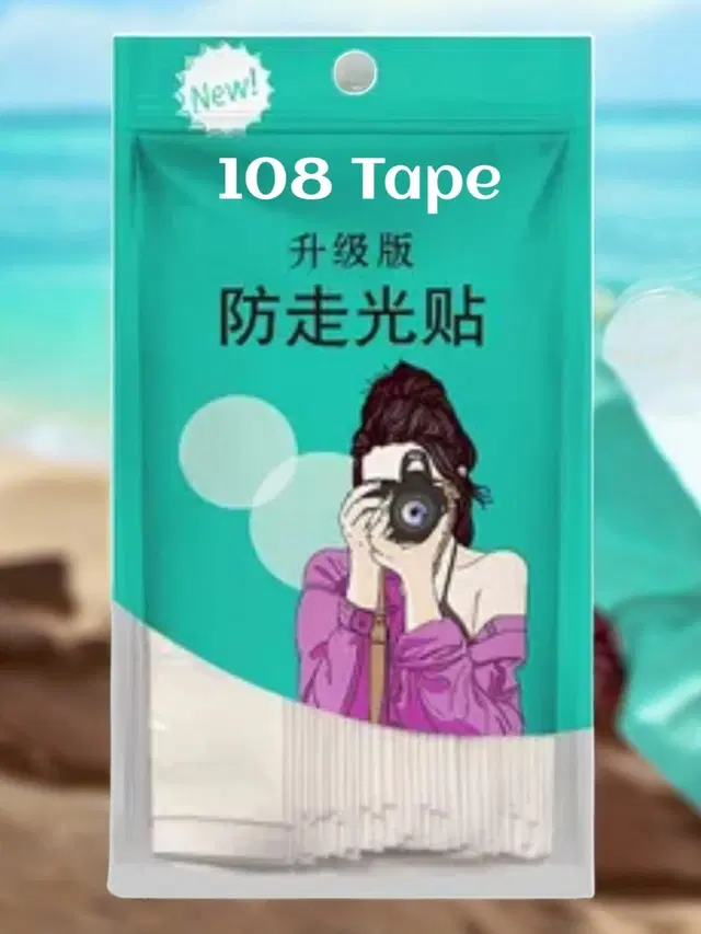 Acrylic Film Clothing 108 Double Sided Tape Strips, Transparent, Set of 1