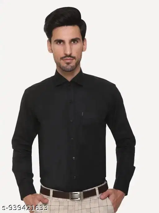 Solid Shirt for Men (Black, M)