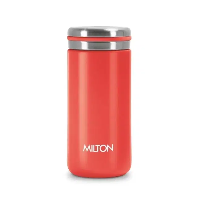 Milton Shiny 200 Thermosteel Water Bottle 190 ml, Long Hours Hot and Cold I Leak Proof Lid, ISI Certified I Vacuum Insulated I for Office, Gym, School I Red