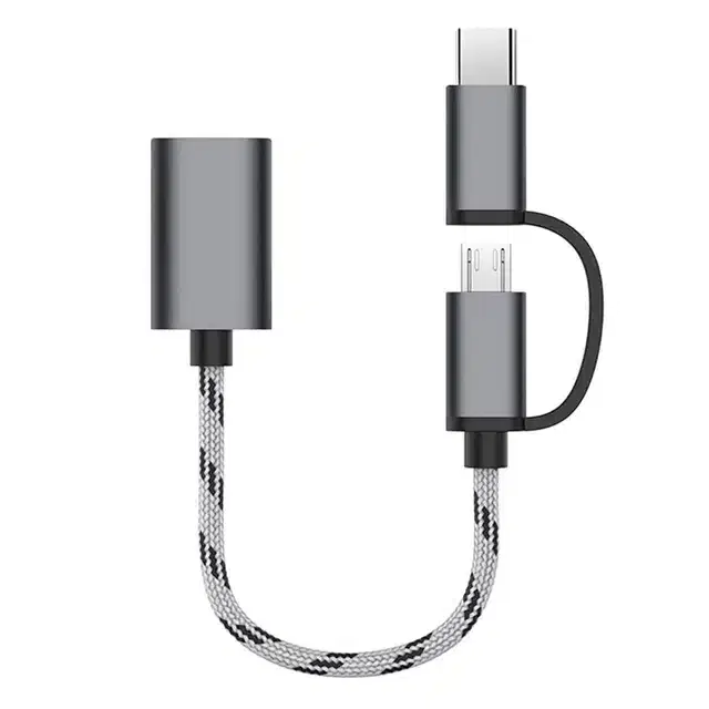 Type-C Micro USB to USB 3.0 Adapter Data Transfer Cable, Silver