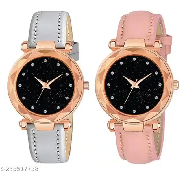 Analog Watch for Women, Pack of 2 (Multicolor)