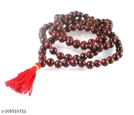 Red Sandalwood Mala 108+1 Beads Wood Chain for Men and Women