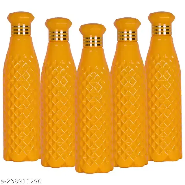 Plastic Water Bottles Set, Pack of 5, Yellow, 1000 ml
