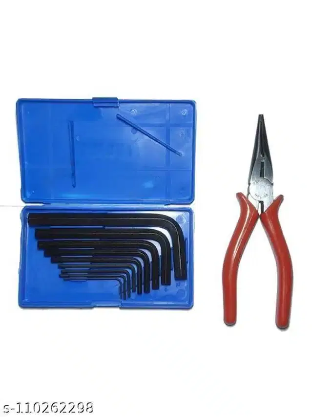 Nose Plier & Allen Key, 9 Pcs, Set of 2, Blue & Red