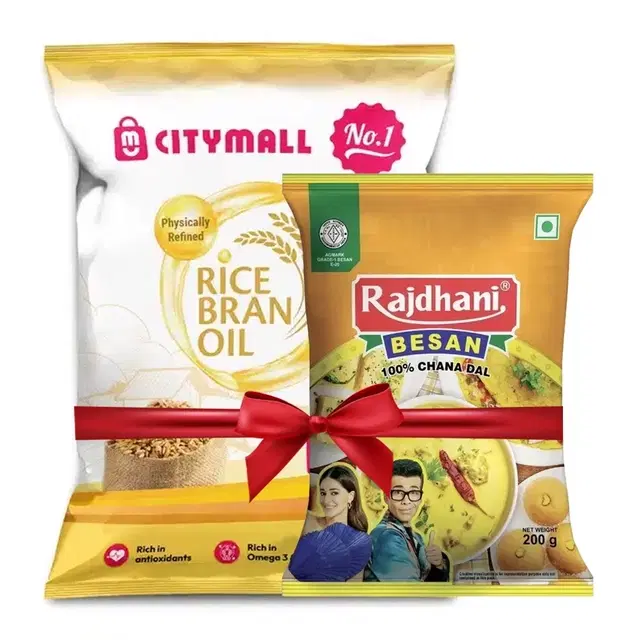Citymall No.1 Rice Bran Oil 800 g (Pouch) + Rajdhani Besan 200 g