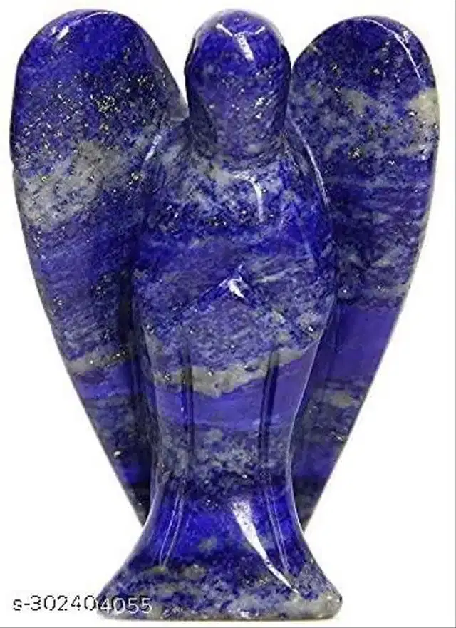 Carved Gemstone Angel Figurine, Blue