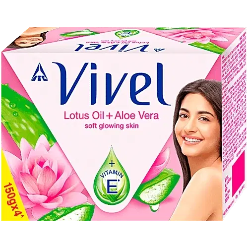 Vivel Lotus Oil + Aloe Vera Bathing Soap 4X150 g (Buy 3 Get 1 Free)