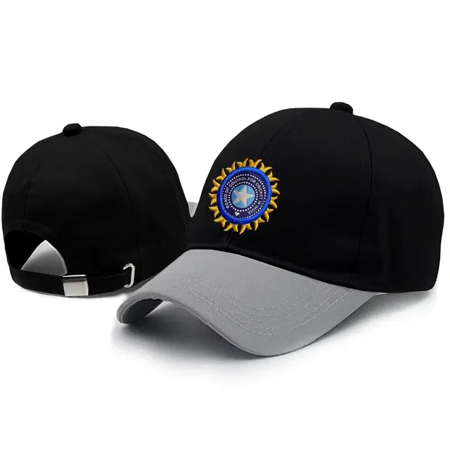 Indian Cricket Sports Cap for Men, Black & Grey