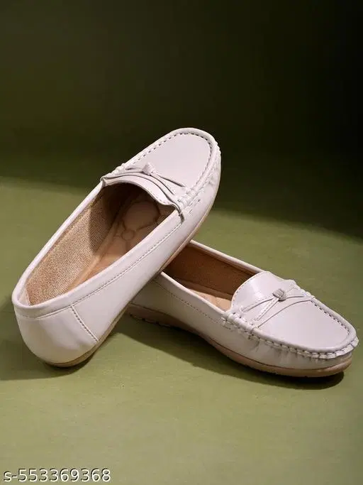 Shoetopia Girls Loafers (Cream, 11 to 12 Years)