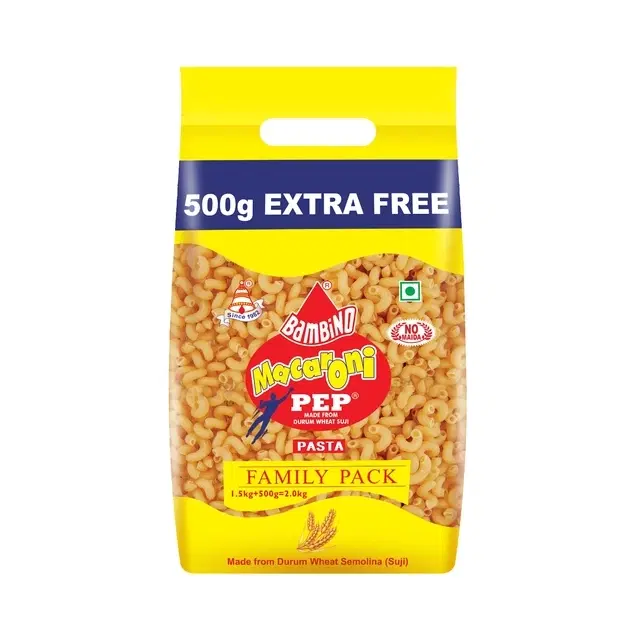Bambino Macaroni Pasta Elbow 1.5 kg+500 g Free