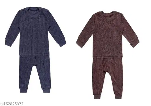 Polycotton Thermal Bottomwear for Kids, Pack of 2 (Multicolor, 0-3 Months)