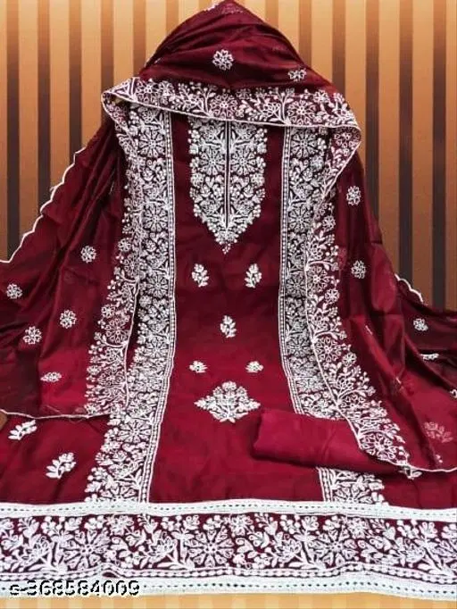 Embroidered Floral Patiala Suits for Women (Maroon, Un Stitched)