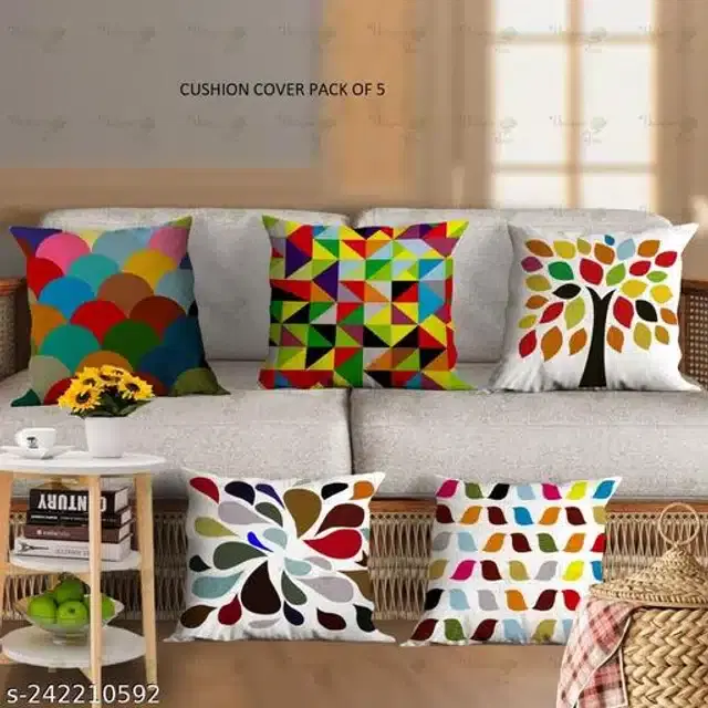 Cushion Cover for Home, Multicolor, 16x16 inches, Pack of 5