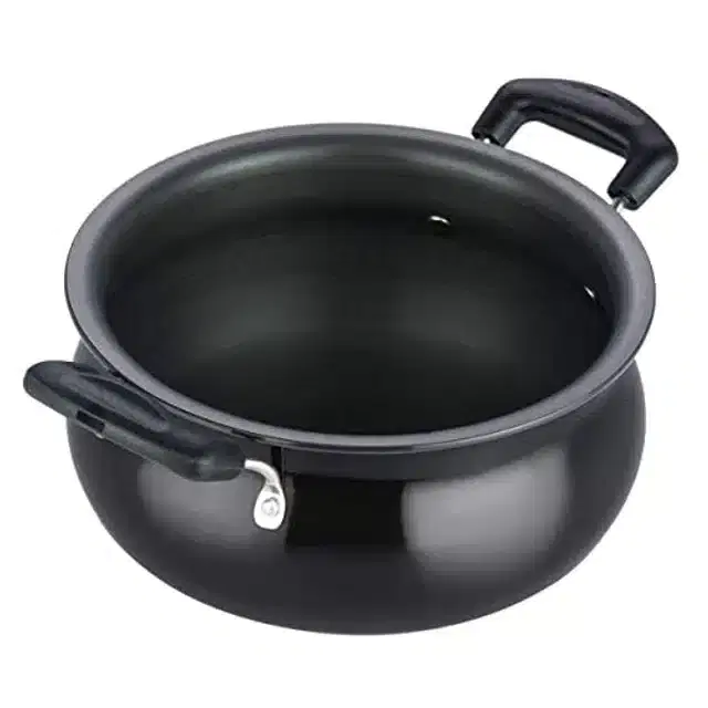 Hard Anodised Biryani Handi with Backlight Handle, Black, 1.4 L