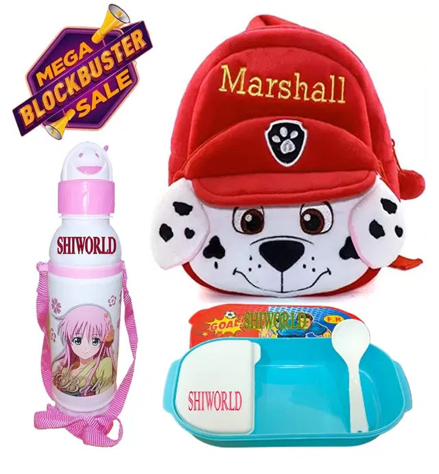 Kids Backpacks with Lunch Box & Water Bottle, Multicolor, Pack of 3