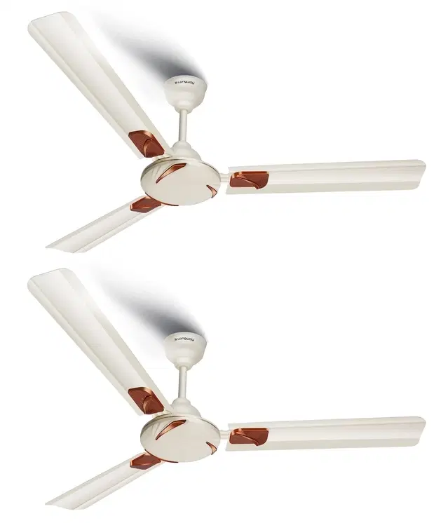 Longway Creta P2 1200 mm 3 Blade Ceiling Fan, Ultra High Speed | Ivory | Pack of 2