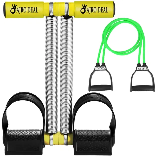 Stainless Steel Tummy Trimmers With resistance bands for Home Workout, Yellow & Green