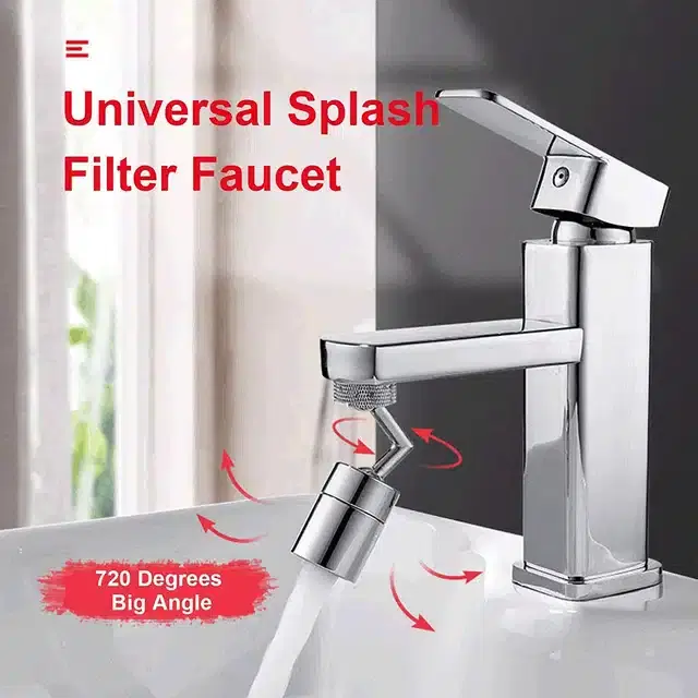 Universal Splash Faucet 720 Degrees Big Angle Spray Ator Kitchen Tap, Silver, Sb-11