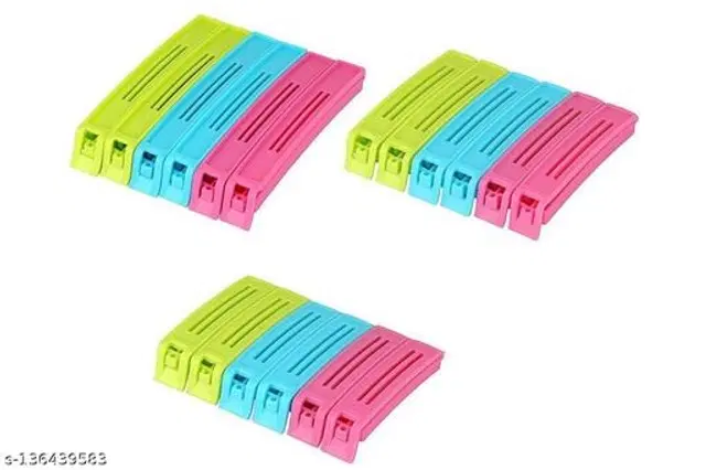 Plastic Food Pouch Sealing Clips, Multicolor, Pack of 18
