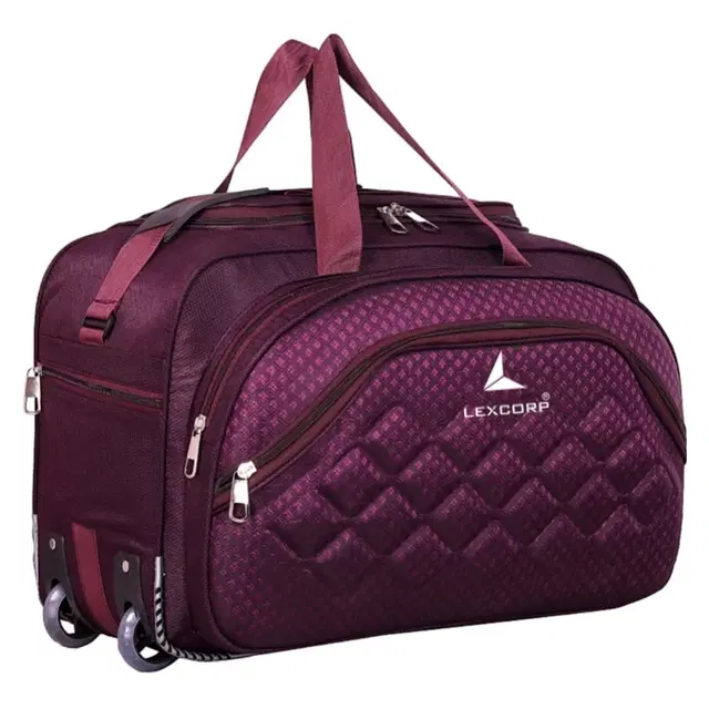 Polyester Solid Waterproof Duffel Bag with Wheels, Purple, 60 L