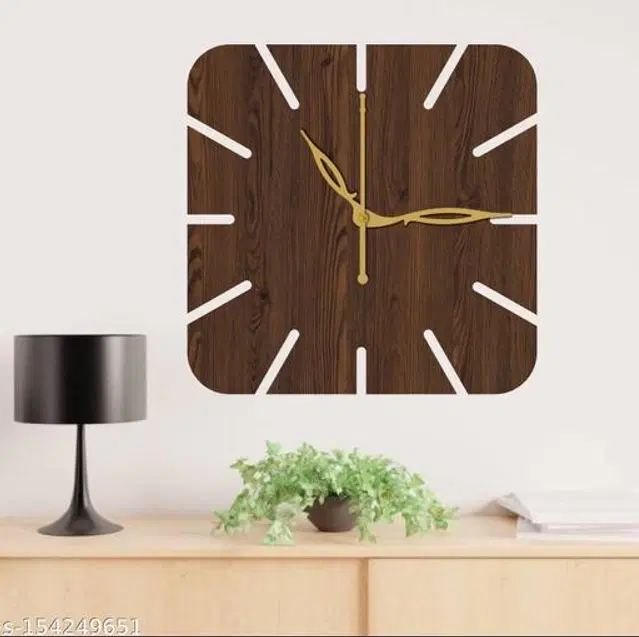 Wooden Wall Clock for Home, Brown
