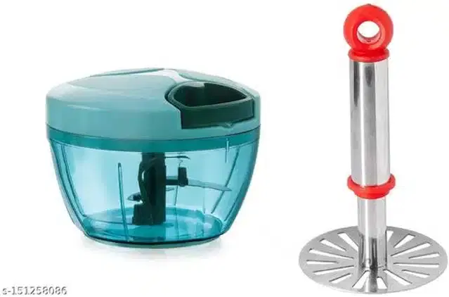 Manual Chopper with 8 Pcs Measuring Cup Set, Multicolor, Set of 2