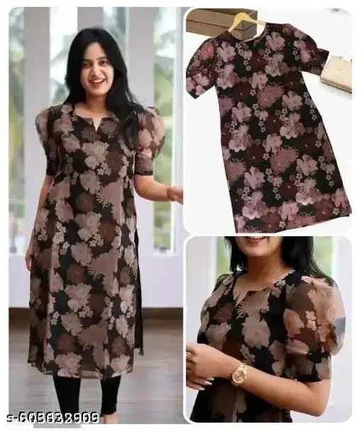 Georgette Kurti for Women (Black, S)
