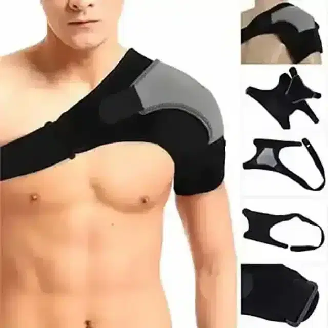 K Kudos Shoulder Support Neoprene Adjustable Stretch Strap Brace Support Medical Posture Compression Shoulder Pad (Black)