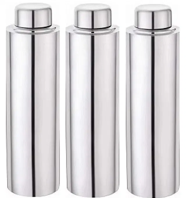 Stainless Steel Water Bottle, Silver, 1000 ml, Pack of 3