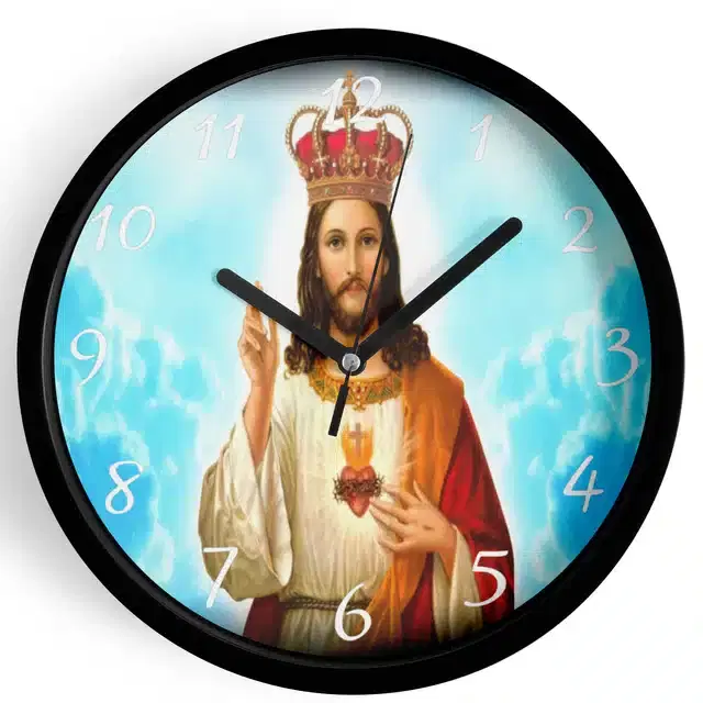 Plastic Jesus Printed Wall Clock, Multicolor, 10x10 Inches