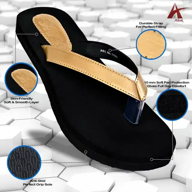 Flip Flops for Women (Gold, 7)