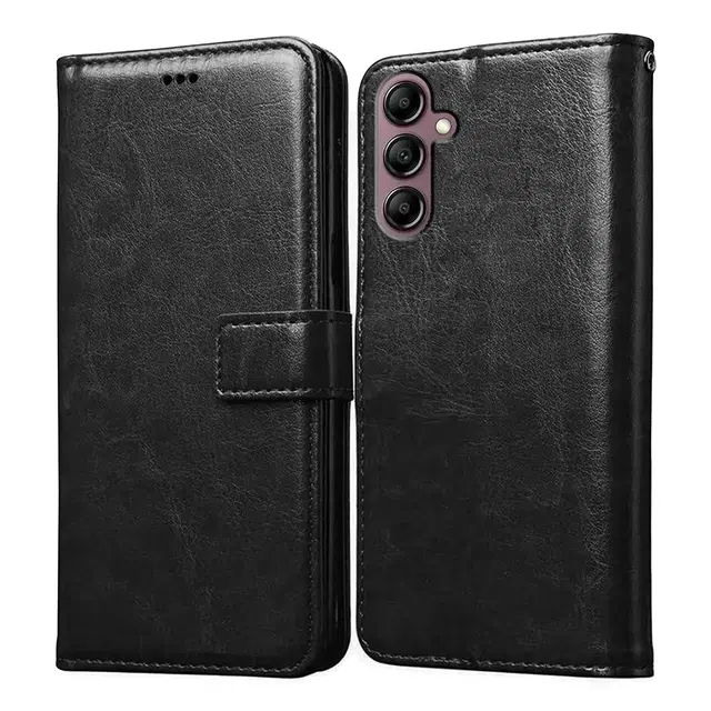 Artificial Leather Mobile Flip Cover for Samsung A17 5G (2025) (Black)