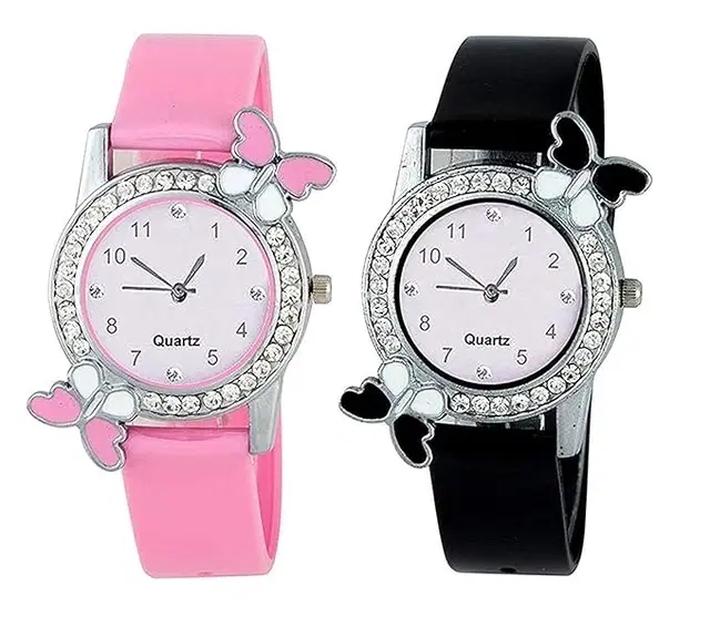 Analog Watches for Women & Girls, Pack of 2 (Multicolor)