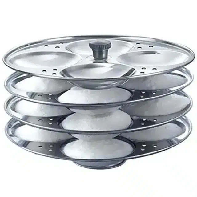 Stainless Steel 4 Tier Idli Maker, Silver