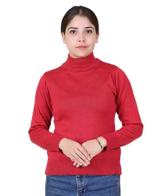 Women's Full Sleeves Sweater (Coral, M) (M321)