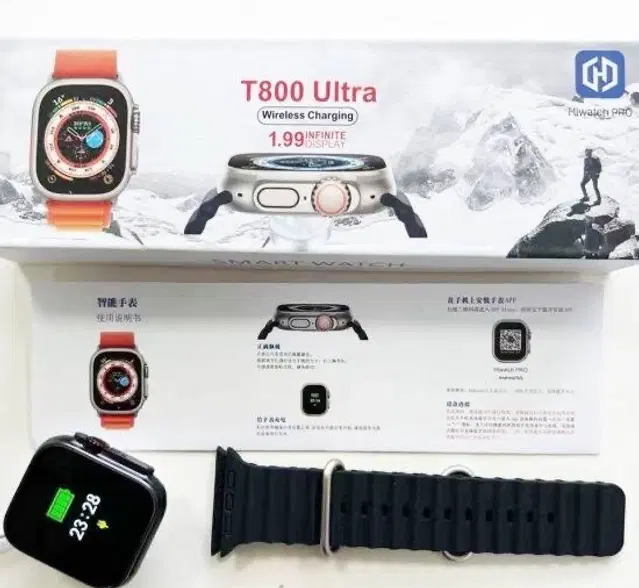 Rubber Strap T800 Smart Watch with Bluetooth Calling, Black