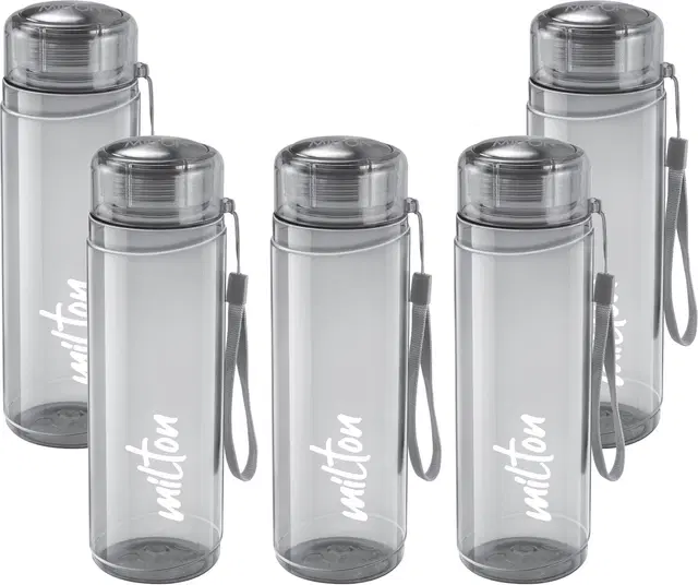 Milton Plastic Water Bottles, Pack of 5, Grey, 1000 ml