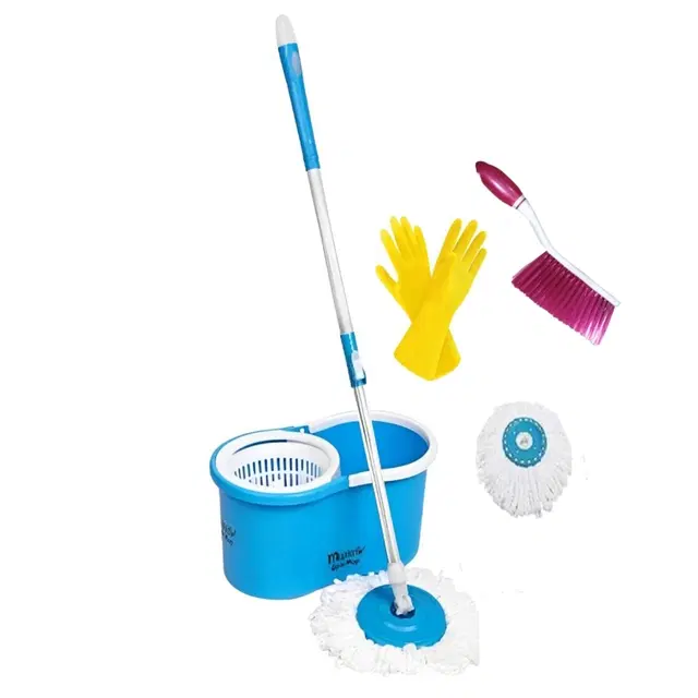 Mop Bucket Set with Cleaning Gloves & Brush with 1 Refills, Multicolor, Set of 1