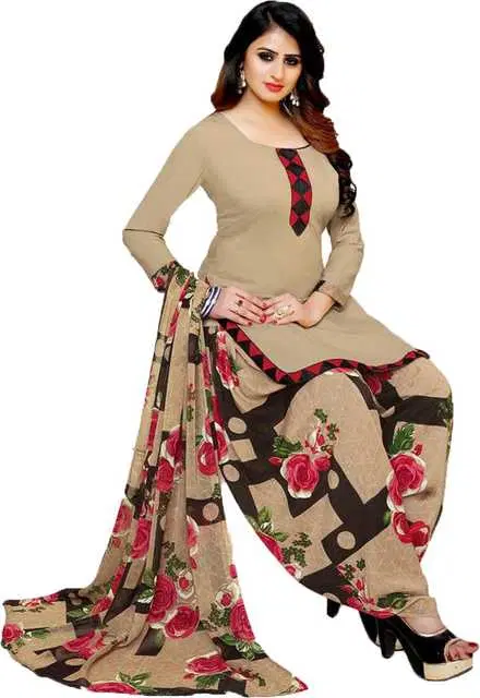 Yashika Unstitched Crepe Salwar Suit Material (Brown) (Y-242)