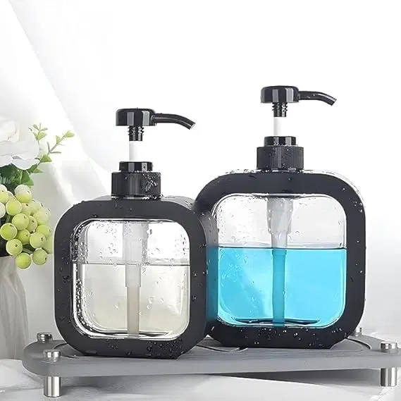 Plastic Refillable Liquid Soap Dispenser for Bathroom, Multicolor, 300 ml, Pack of 2