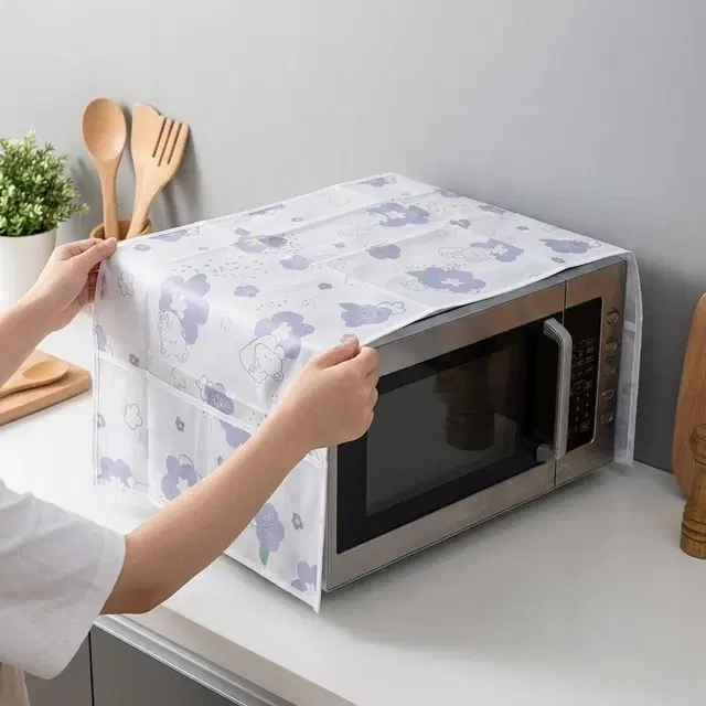 Floral Bear Dust-Proof Microwave Oven Cover for Kitchen Decor Durable Modern Design