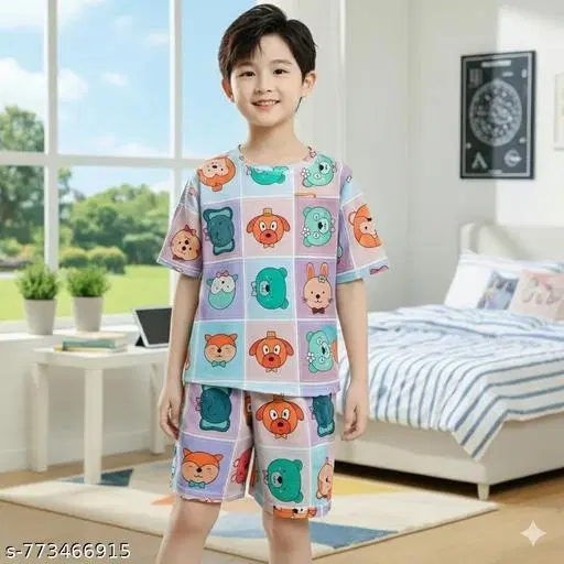 Night Suit for Boys (White, 3-4 Years)